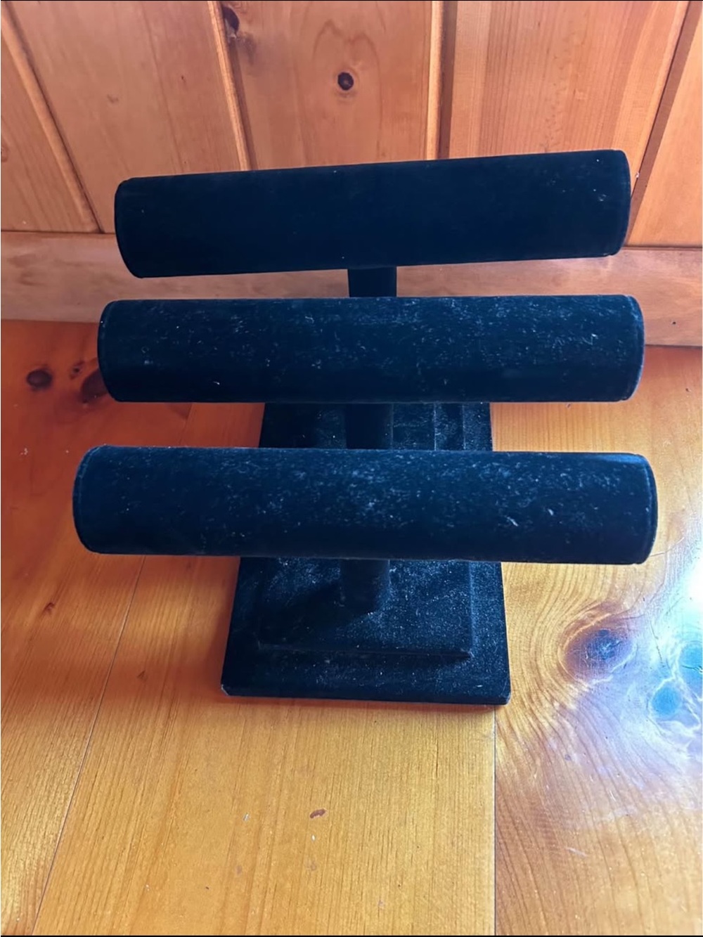 Black Velvet Triple Bar Jewelry Display Stand